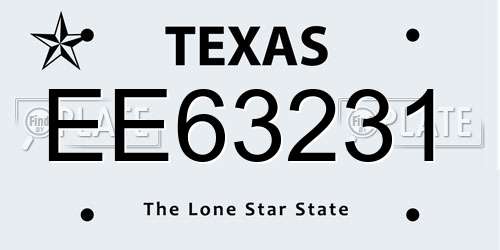 EE63231 Texas License Plate