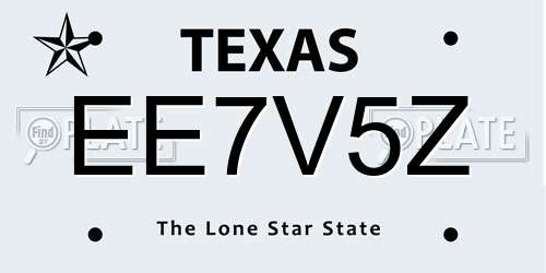 EE7V5Z Texas License Plate