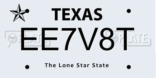 EE7V8T Texas License Plate