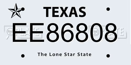 EE86808 Texas License Plate
