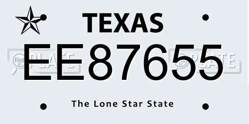 EE87655 Texas License Plate