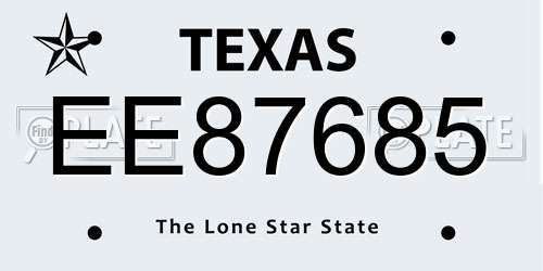 EE87685 Texas License Plate