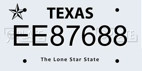 EE87688 Texas License Plate