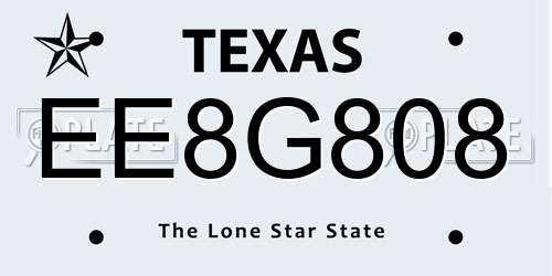 EE8G808 Texas License Plate