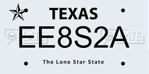 EE8S2A Texas License Plate