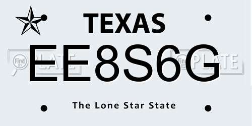 EE8S6G Texas License Plate