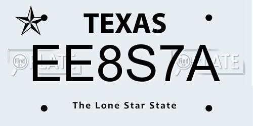 EE8S7A Texas License Plate