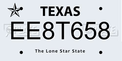 EE8T658 Texas License Plate