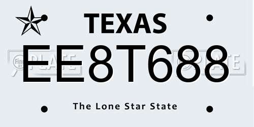 EE8T688 Texas License Plate