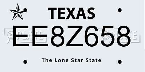 EE8Z658 Texas License Plate