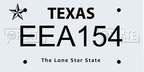 EEA154 Texas License Plate