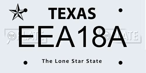 EEA18A Texas License Plate
