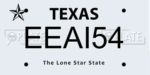 EEAI54 Texas License Plate