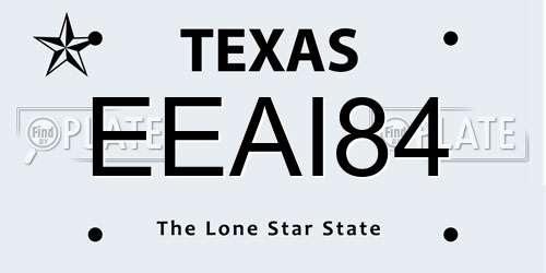 EEAI84 Texas License Plate