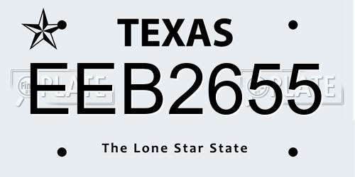 EEB2655 Texas License Plate