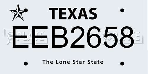 EEB2658 Texas License Plate