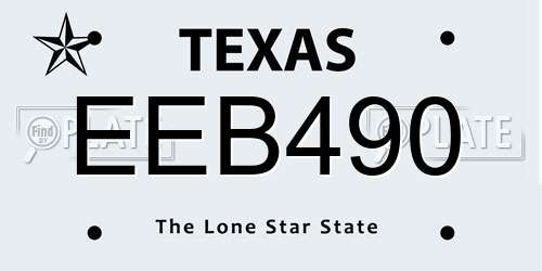 EEB490 Texas License Plate