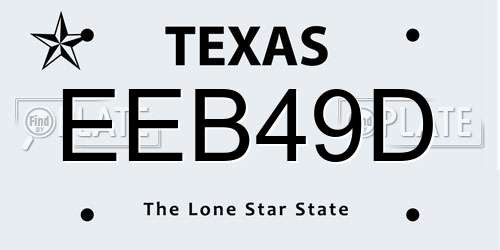 EEB49D Texas License Plate
