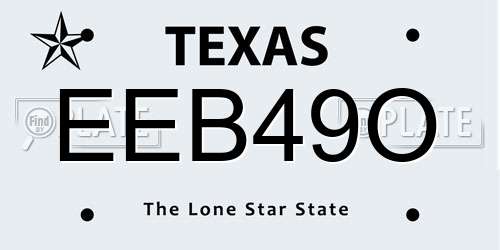 EEB49O Texas License Plate