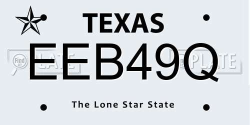 EEB49Q Texas License Plate