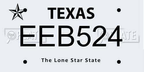 EEB524 Texas License Plate