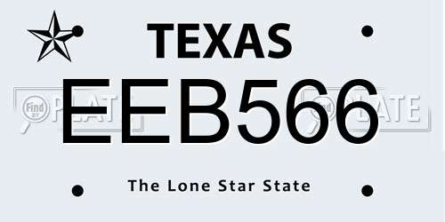 EEB566 Texas License Plate
