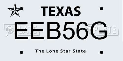 EEB56G Texas License Plate