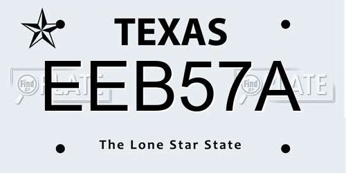 EEB57A Texas License Plate