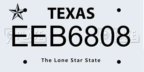 EEB6808 Texas License Plate