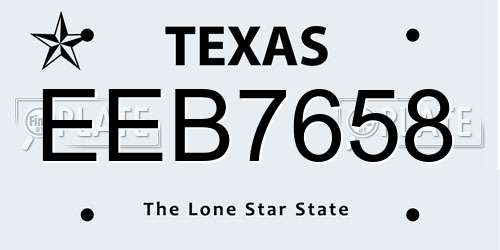 EEB7658 Texas License Plate