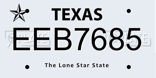 EEB7685 Texas License Plate