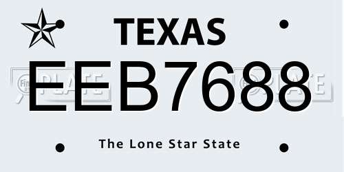 EEB7688 Texas License Plate