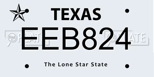 EEB824 Texas License Plate