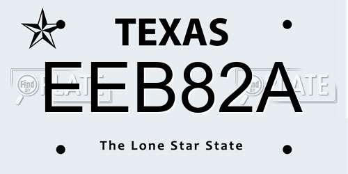 EEB82A Texas License Plate