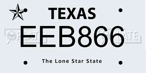 EEB866 Texas License Plate