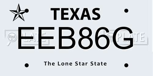 EEB86G Texas License Plate
