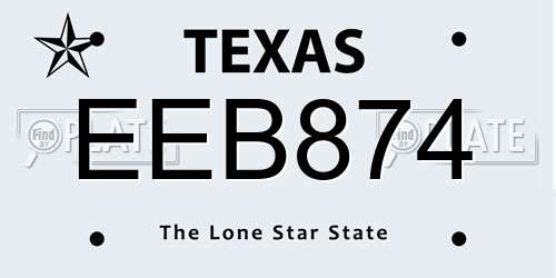 EEB874 Texas License Plate