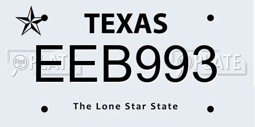 EEB993 Texas License Plate