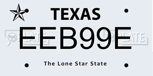 EEB99E Texas License Plate
