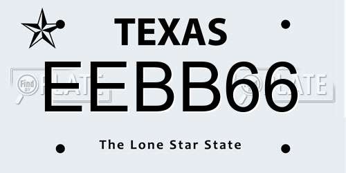 EEBB66 Texas License Plate