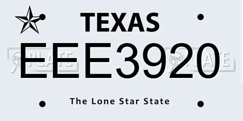 EEE3920 Texas License Plate