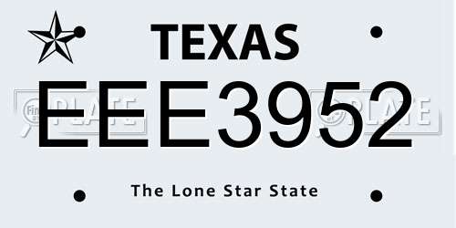 EEE3952 Texas License Plate