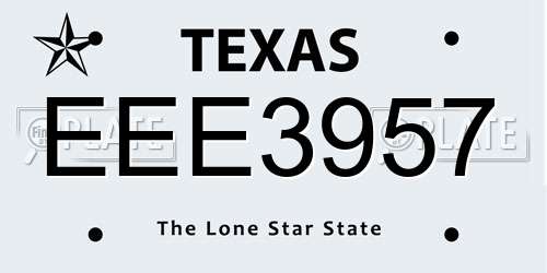 EEE3957 Texas License Plate