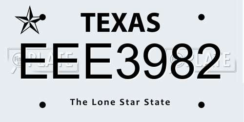 EEE3982 Texas License Plate