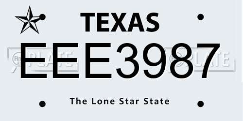 EEE3987 Texas License Plate