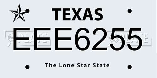 EEE6255 Texas License Plate