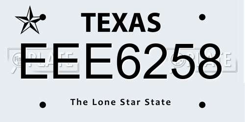 EEE6258 Texas License Plate