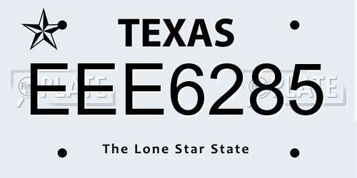 EEE6285 Texas License Plate