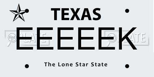 EEEEEK Texas License Plate