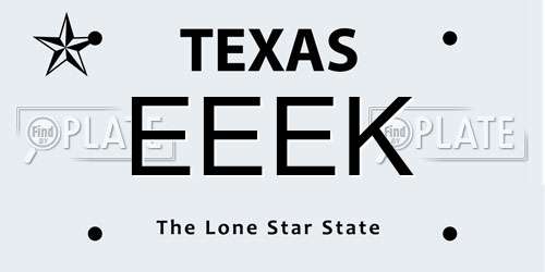 EEEK Texas License Plate